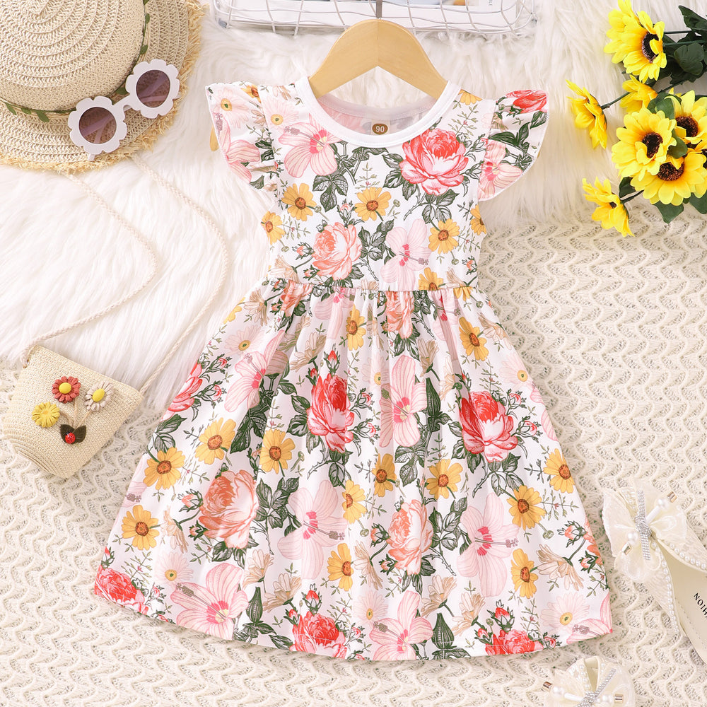 New arrival small and medium children flying sleeve dresskidsdressgirl princess dress