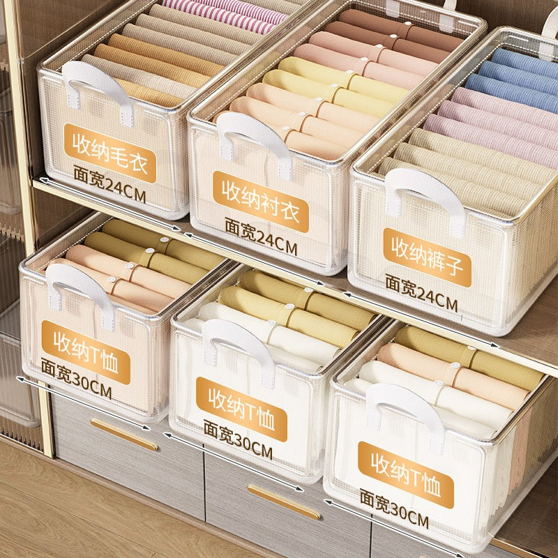 Cross-border PVC transparent steel frame box, clothes storage box, household finishing storage box, multi-functional clothing storage basket