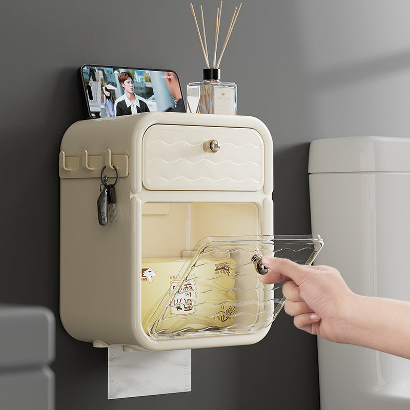 No punching toilet tissue box waterproof Internet celebrity high-end creative shelf wall-mounted toilet pumping carton wall-mounted