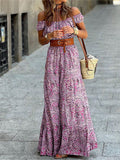 Amazon fashionexportprintingone shoulder princess sleeve high waistsense of designa-linedressfemaleelegantwork clothing