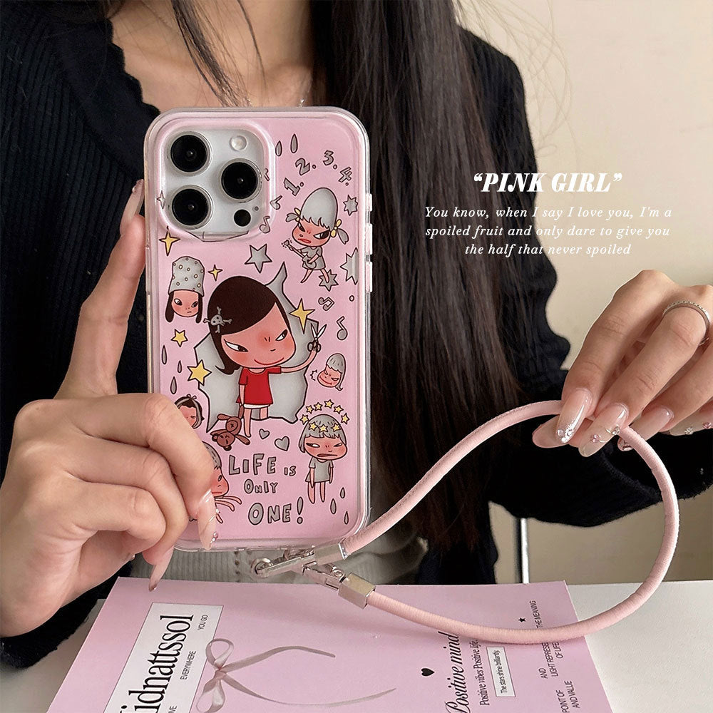 Suitable for iphone17pro bestie phone case, yoshitomo nara girl style, apple 16/15 anti-fall hard case 13