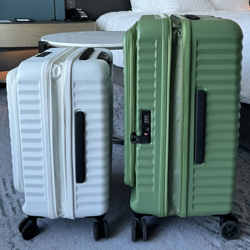 New front open suitcase women's 20-inch small boarding case 24-inch anti-drop trolley case travel bag password case