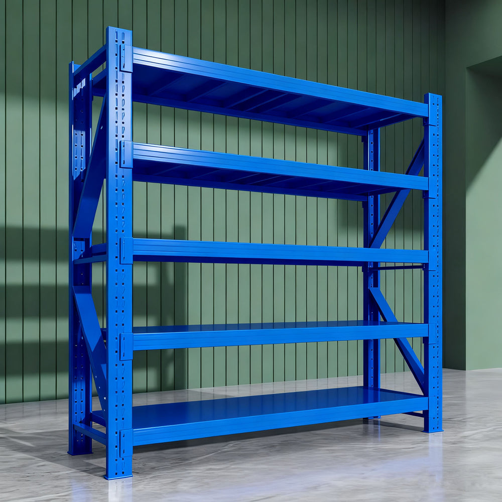 Warehouse shelving unit, multi-tier heavy-duty storage rack, warehouse floor-standing commercial goods rack, supermarket garage storage shelf