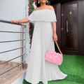 D257  summer new women's  cross-border sexy off-shoulder bandeau pleated evening party european and american dress