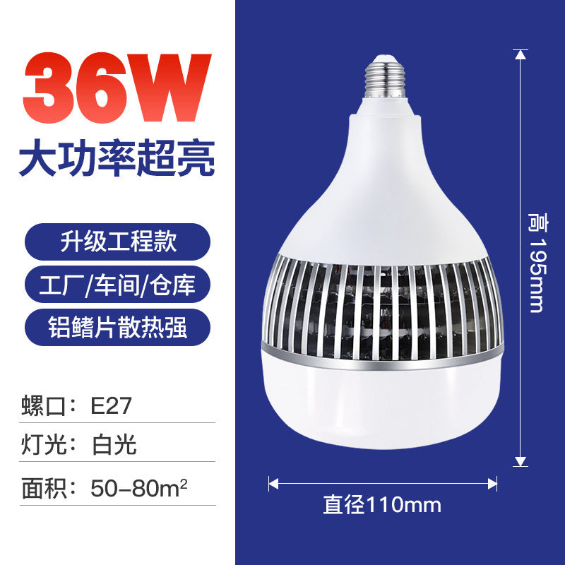 Fin bulb, high-power led energy-saving light bulb, warehouse building, fin aluminum heat dissipation engineering lighting light bulb