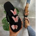 2024 summer new korean style wedge heel slippers women's lace butterfly pearl platform thick sole sandals flip flops