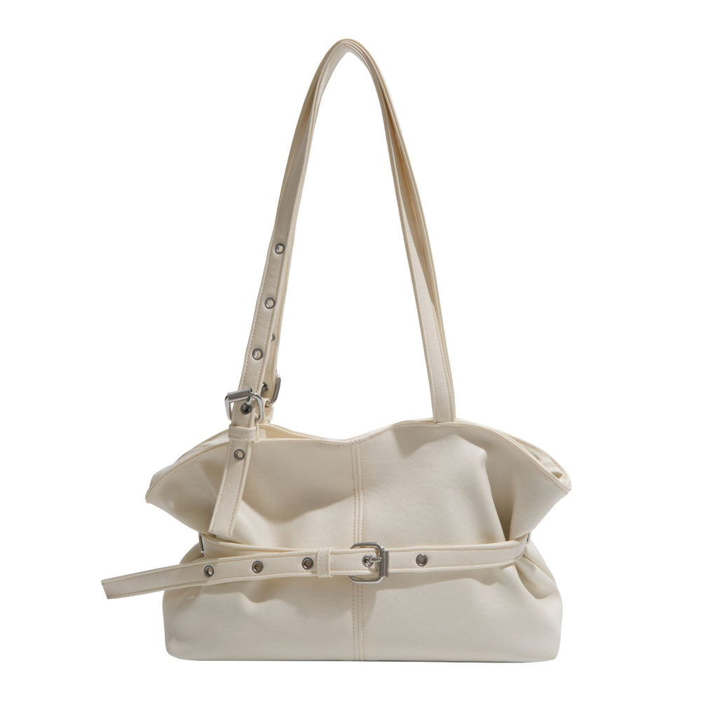 2026 early spring hot-selling chic handbag - women's unique leather belt-embellished high-end underarm bag - large capacity commuter bag