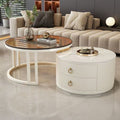 Rock slab coffee table living room for homecasual modern small apartment new arrivalaccessible luxury double-layer telescopic round side table tea table