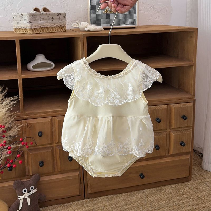Summer lightweight baby girl princess dress infant romper newborn full month 100-day first birthday outfit bodysuit
