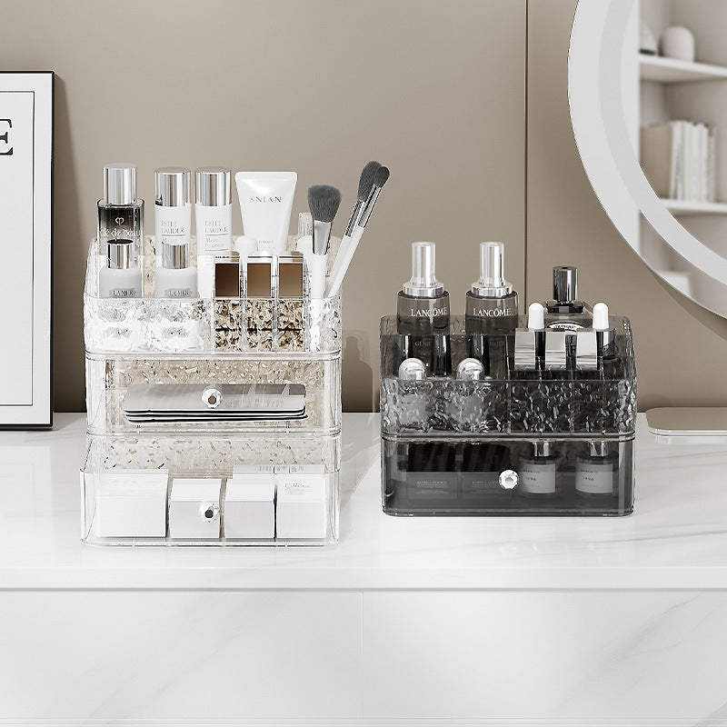 Cosmetic organizer - desktop dustproof premium vanity table makeup & lipstick acrylic drawer storage rack