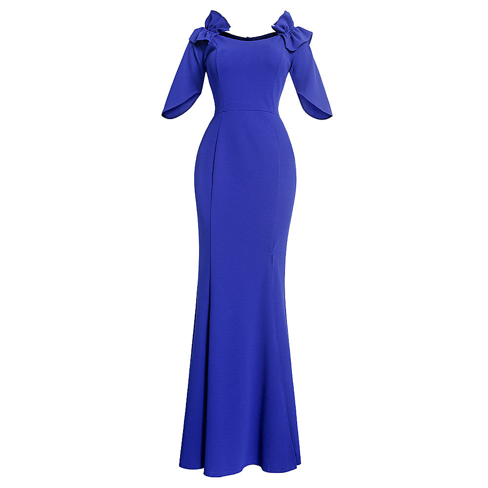 European and american export african women's evening gown elegant long one-shoulder mermaid host dress long skirt