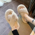 Cross fur shoes 2cm [khaki]
