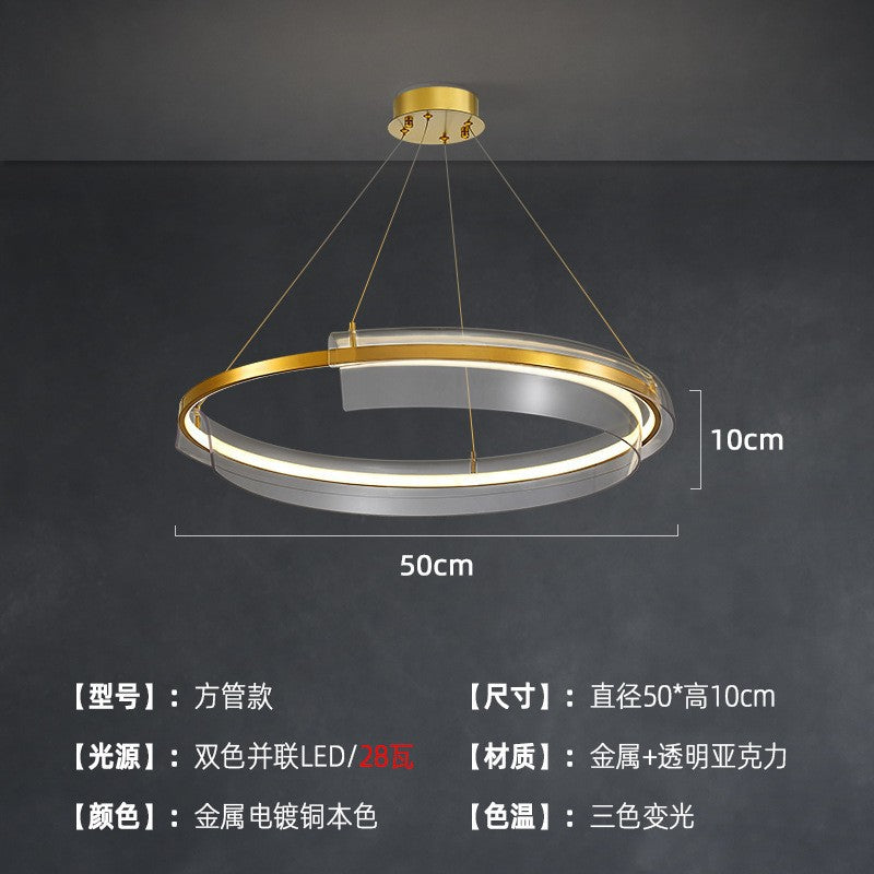 Modern light luxury living room LED ring chandelier designer Nordic simple Internet celebrity restaurant bedroom model room lighting