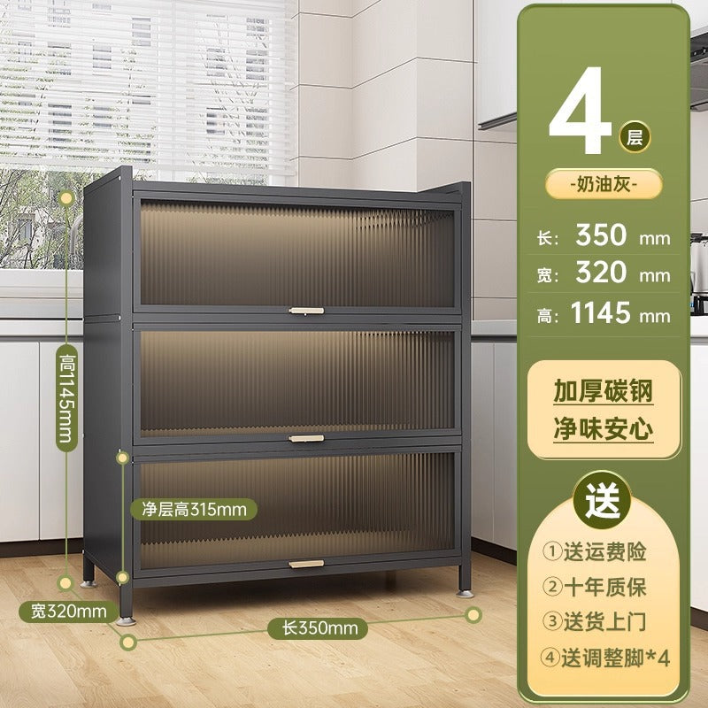 Kitchen storage rack floor-standing multi-layer storage cabinet sideboard microwave oven for home with door multifunctional cabinet storage rack