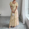 cross-border european and american women's clothing: new summer collection - elegant printed ruffle sleeve slim-fit dress, perfect for vacation