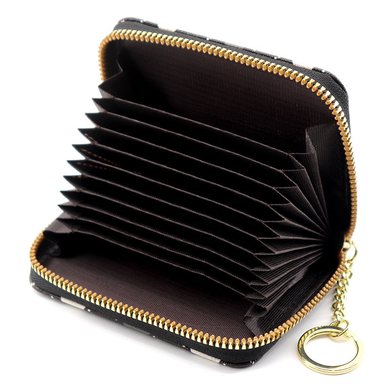 Plaid color matching organ card bag female Korean version contrasting color wallet multi-card ID bag card holder student change bag