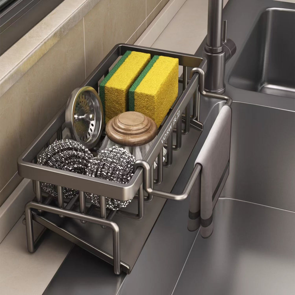 Rag drain rack kitchen for home pool narrow edge dishcloth sponge storage sink faucet storage rack