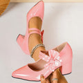 cross-border e-commerce plus size women's spring new collection single shoes - bowknot chunky heel fashion shoes wholesale