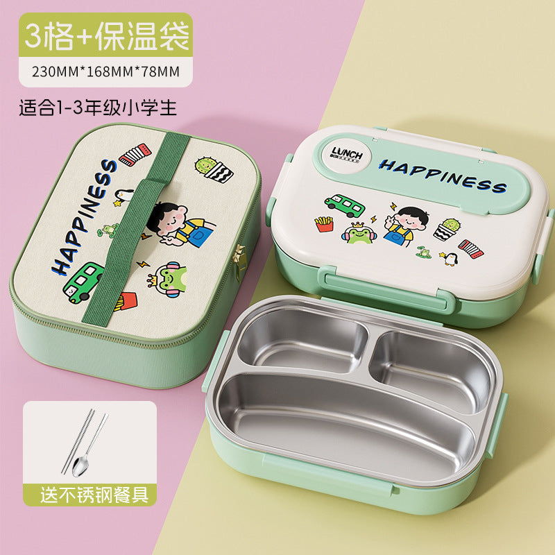Kids' insulated lunch box - perfect for elementary and middle school students - divided compartment bento box - 304 stainless steel lunch container for boys