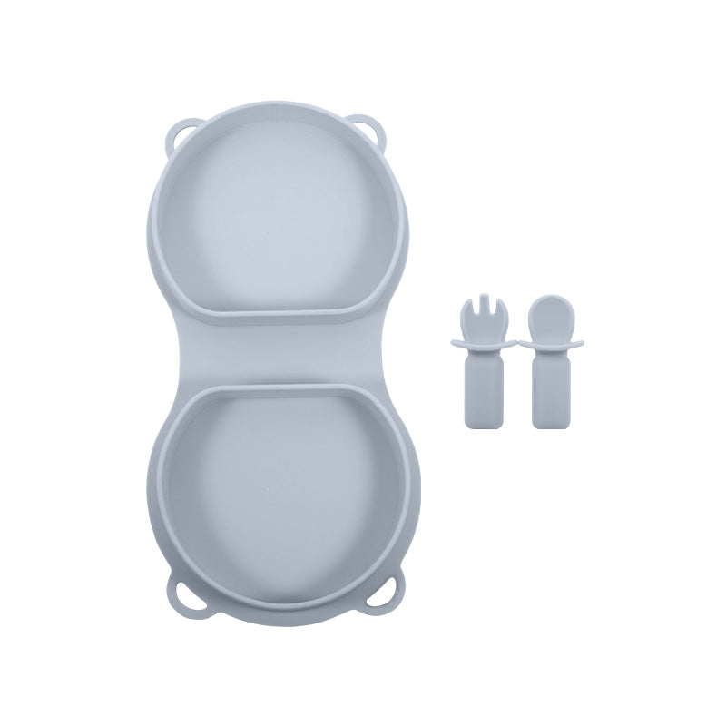 New Food Grade Silicone Toddler Plate Fork and Spoon Set Travel Silicone Baby Feeding Folding Lunch Box Set
