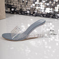 plus size 2026 summer new crystal wedge heel fairy style transparent sandals french versatile round toe high heels