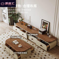 Solid wood tv stand living room home floor-standing mid-century modern walnut small apartment light luxury coffee table tv stand combination