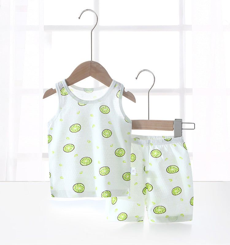 Baby tank top set - summer lightweight pure cotton sleeveless loungewear shorts - unisex kids' pajamas & summer outfit