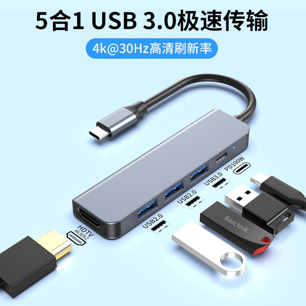 Type-c to hdmi4k docking station usb3.0hub splitter expansion u disk type-c to hdmi 4k
