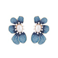 European and american cross-border jewelry: trendy enamel & faux pearl earrings - fresh, geometric, and high-end stud earring sets for women
