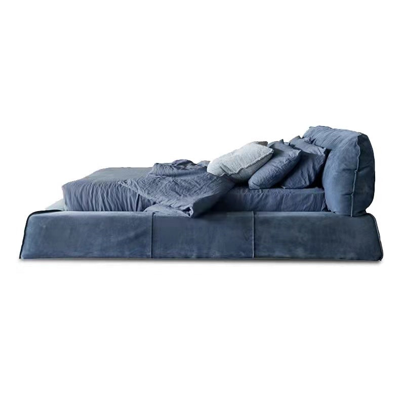 Italian normcore paris bed designer down soft bag nubuck leather master bedroom accessible luxury double leather bed