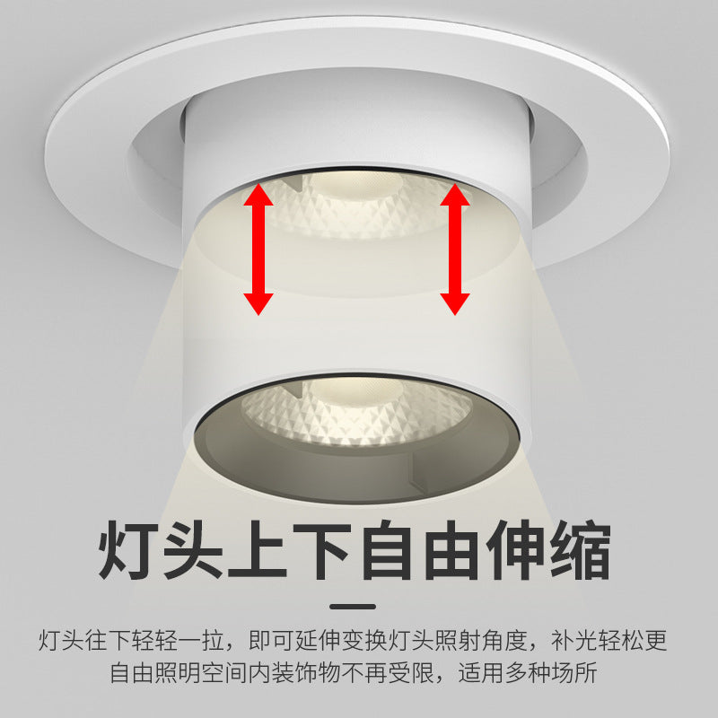 Stretchable led spotlight embedded cob adjustable angle for home living room entrance shop photo elephant trunk telescopic light