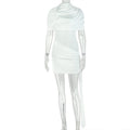 European and american style cross-border fashion women's slimming tie-up hiking bodycon dress -  bestseller: high-waisted, high-neck, solid color dress