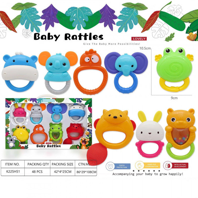 Cross-border export baby toys 0-1 years old gift box rattle set newborn baby soothing hand crank grip puzzle