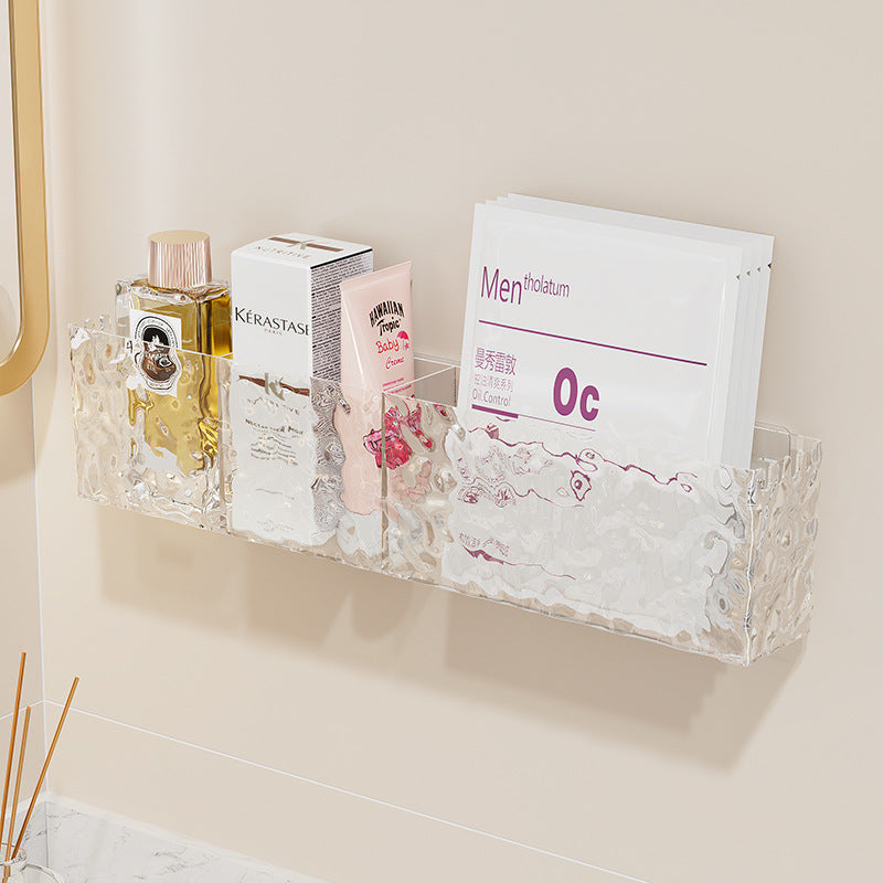 Multifunctional bathroom storage rack with compartments, drainable, no-punch wall-mounted bathroom wall cosmetic storage box
