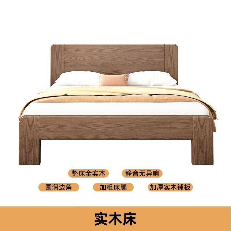 Double bed 1.8x 2m bed single bed 1.5mfor home solid wood bed 1.2m rental house bed log style low box