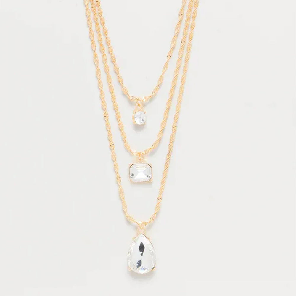 Fashionfashioninsirregular water drop gemstone necklace casualeasiest for matchaccessible luxurymulti-layered sweater chain necklace