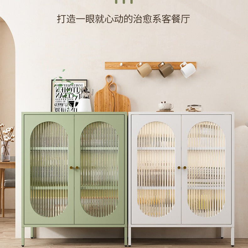 Kitchen and dining room storage cabinet, cream fresh style storage iron cabinet, casual sun panel door, living room tea and sideboard