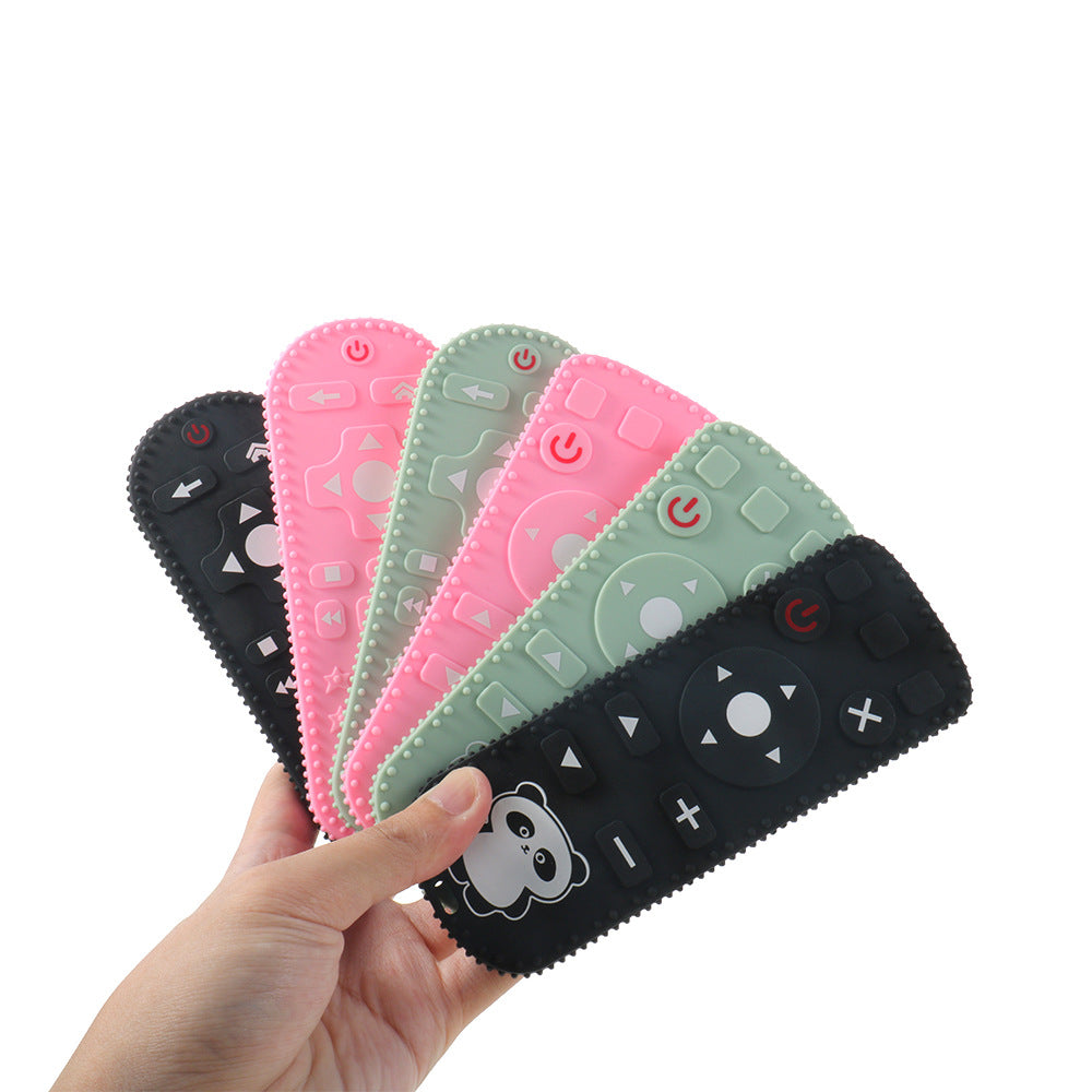 Customized silicone remote control Toothpaste baby platinum soft silicone odor-free baby tooth grinder panda bite glue bite