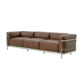 Designer medieval style oil wax leather sofa lc3 bauhaus living room straight row small apartment three-person slotretro sofa