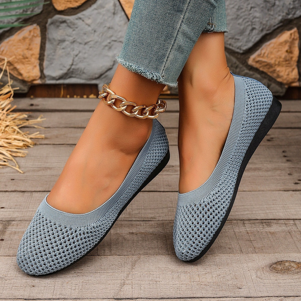 Amazon  spring/summer new arrivals: european and american style plus size round toe flat knit loafers - wholesale