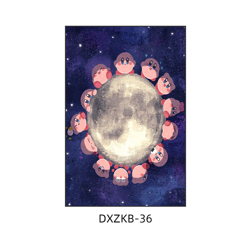 Star Kirby decorative painting pink girl bedroom children's room hanging painting cartoon animation cute princess bedside mural