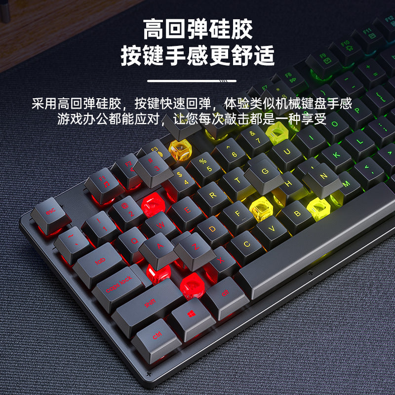 Tarantula (AULA) wired office silent keyboard desktop keyboard S3005 mechanical feel cool lighting effect