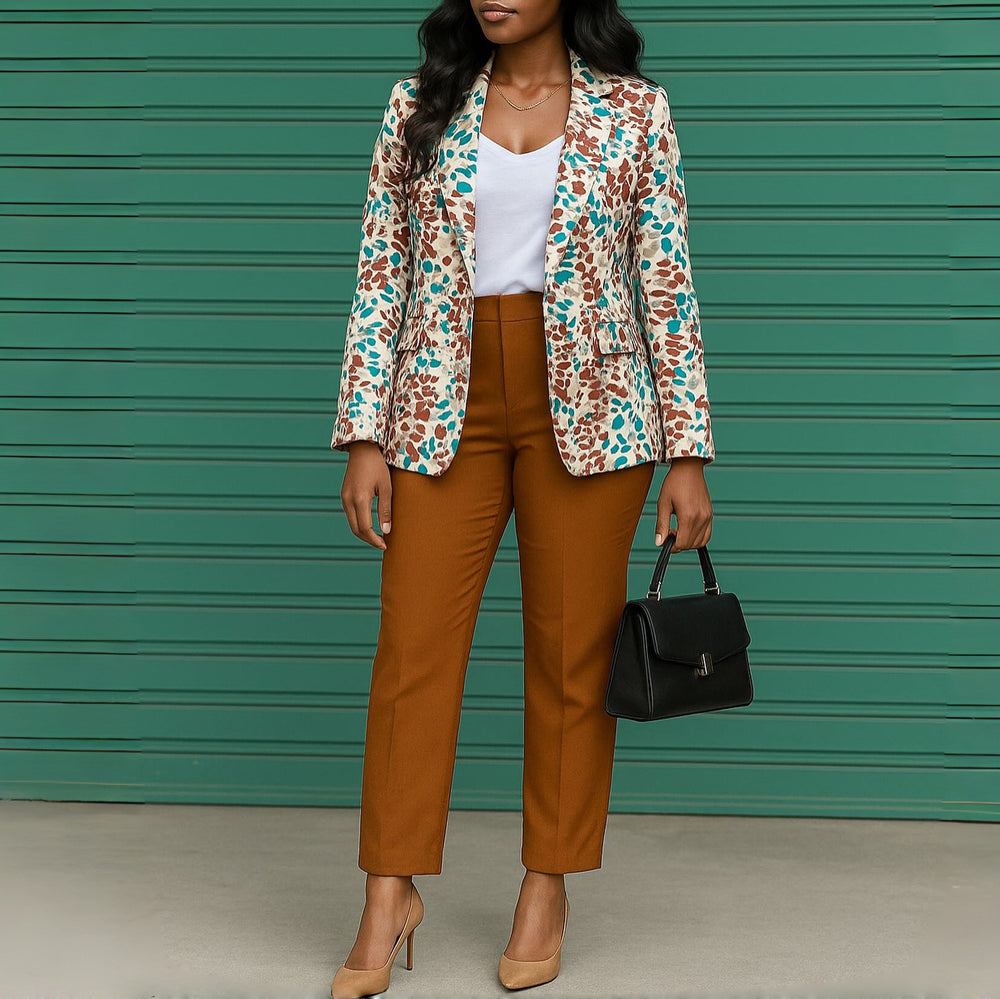 D603 cross-border e-commerce  new fashionable and elegant blazer and slim-fit suit pants two-piece set