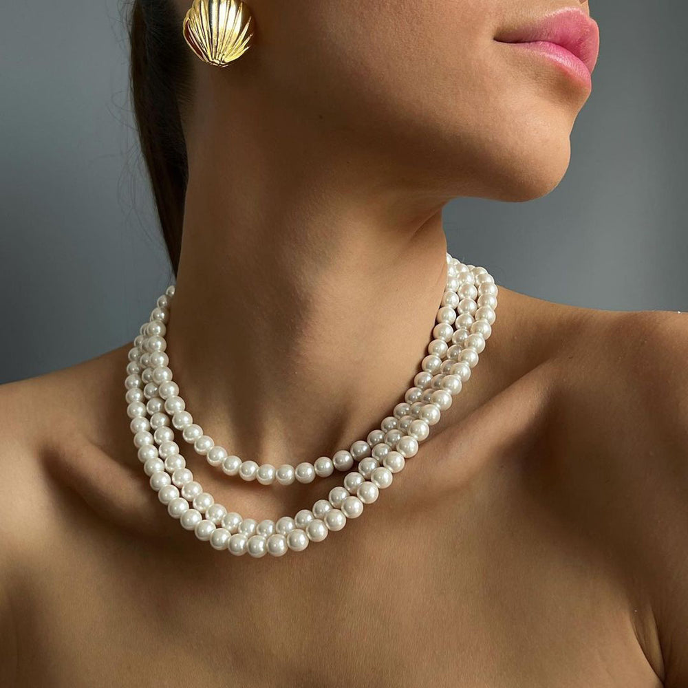 Wholesale faux pearl necklaces - european & american cross-border fashion, vintage jewelry, women's luxury, niche, high-end choker collars