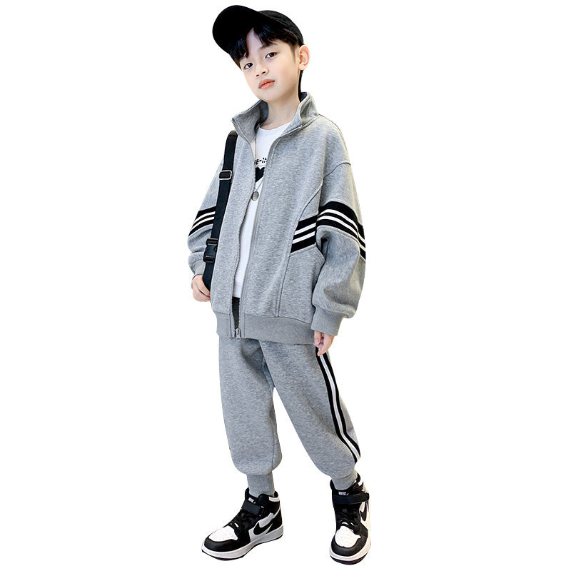 Boys' spring/autumn outfit set,  new style, stylish casual two-piece tracksuit for mid-to-large children, spring collection kids' baseball jacket