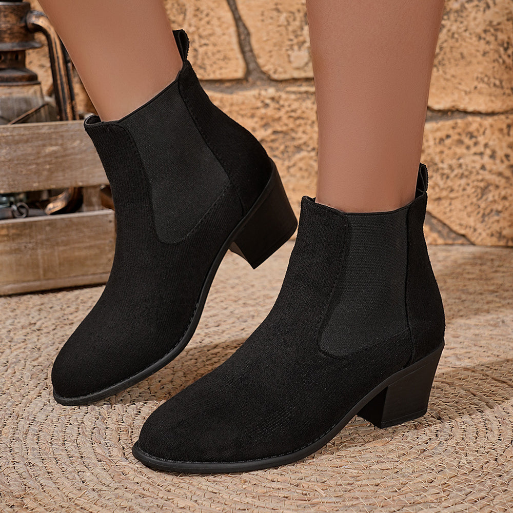 autumn winternew arrival british style mid-heeled fashion boots women's large size export suede elastic mouth boots wholesale