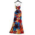 French-inspired, subtly sexy, open-back camisole dress with ruched waist, figure-flattering silhouette, and printed design – perfect for a vacation getaway