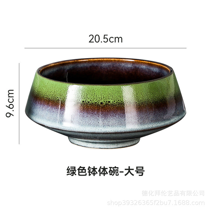 Japanese style creative tableware kiln-turned bowl, household salad bowl, dessert bowl, tall conical bowl for serving dishes