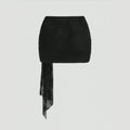 sexy lace patchwork asymmetrical ruffle metal embellished button pleated bodycon mini skirt