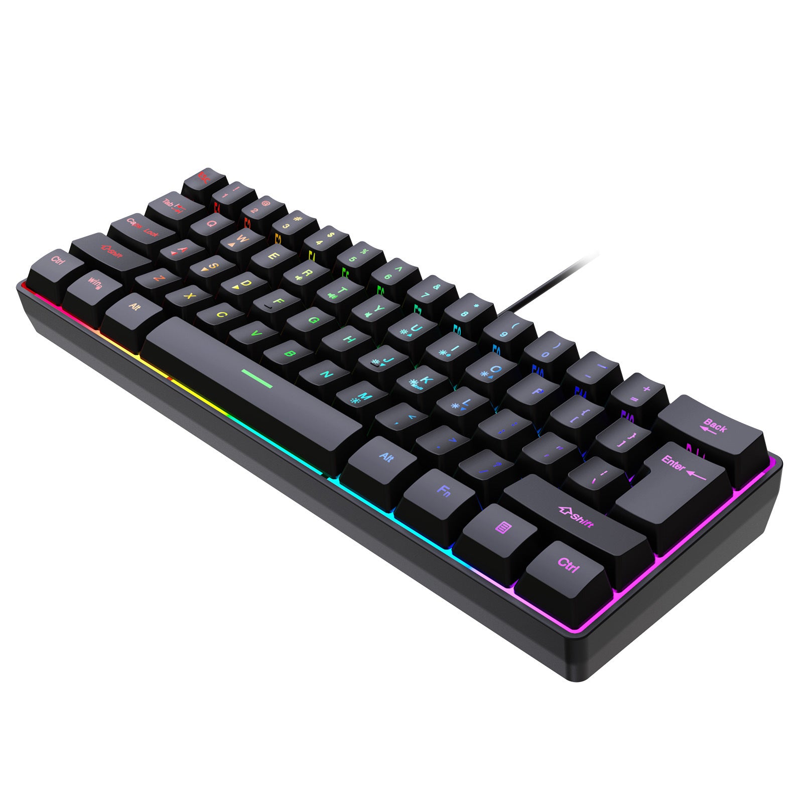 K401 Wired gaming 61-key small keyboard with RGB lightingUSB